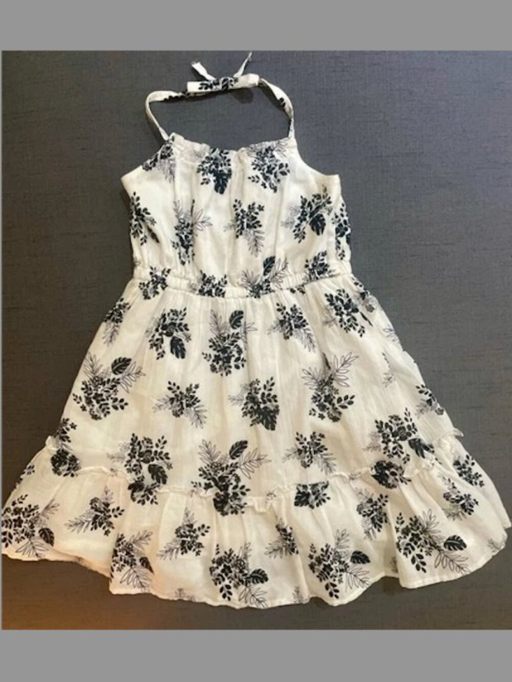 Janie and Jack Girl White Floral Halter Ruffle Dress SZ 3